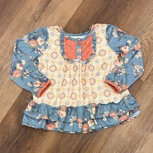 Matilda Jane Blue Floral Boho Long Sleeve Pajama Top Shirt 4T